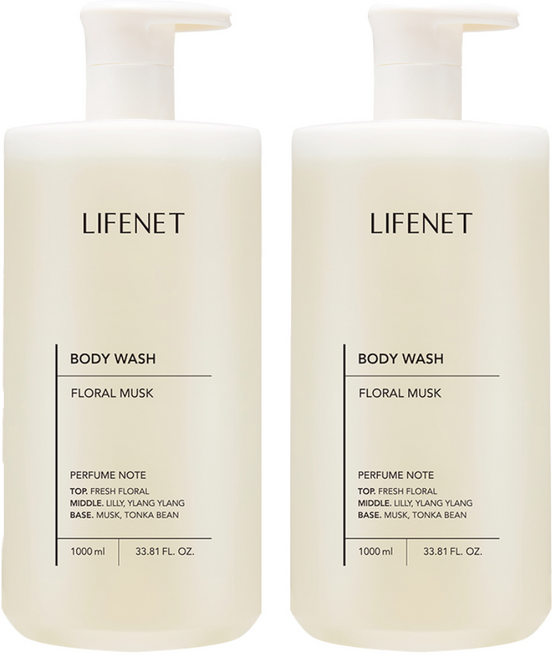 라이프넷 바디워시 플로럴 머스크, 1L, 2개