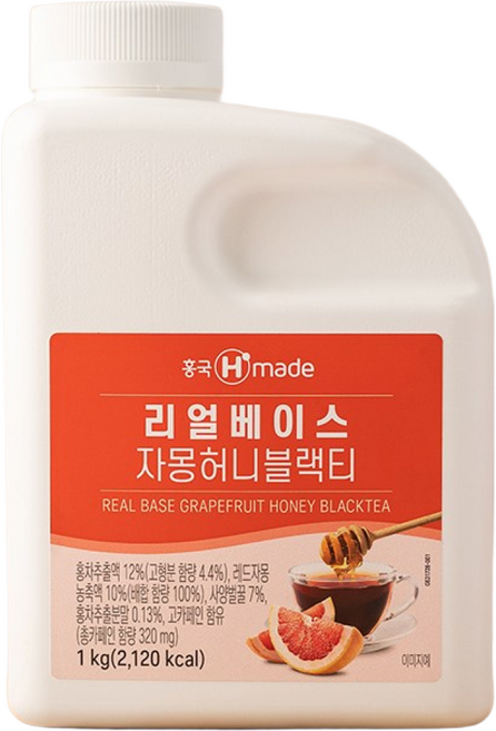 흥국 리얼베이스 자몽 허니 블랙티 1kg 2개 농축액, 1L