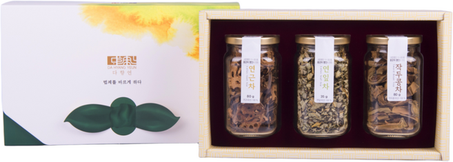 [다향연] 왕군자명인의 연근 연잎 작두콩 3구 선물세트, 70g, 1개, 1개입