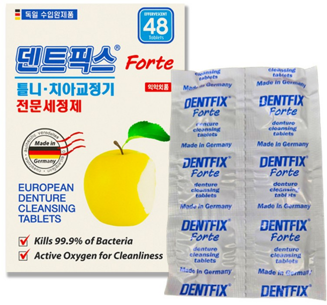 덴트픽스 포르테 틀니세정제, 48매입, 1개
