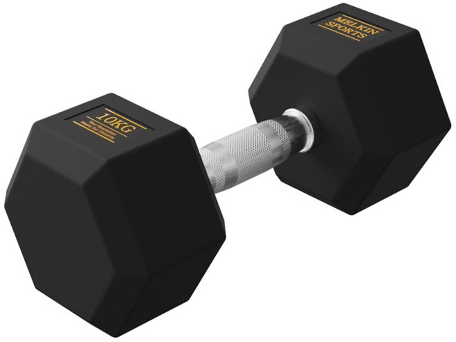 멜킨스포츠 육각 덤벨 고급 고무 아령 헬스 운동 기구, 10kg, 1개