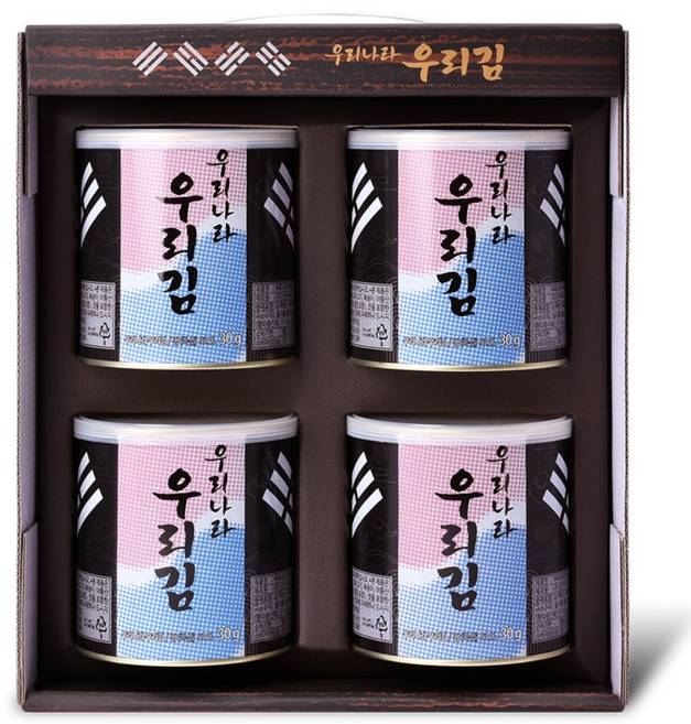 우리나라 우리김 곱창 조미김 선물용 캔김, 4개