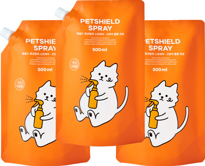 펫쉴드 항균 탈취 고양이 스프레이 500ml 리필용, 3개