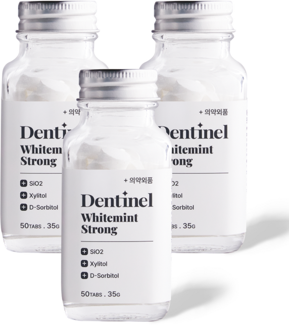 덴티넬 화이트민트 스트롱 고체치약 자일리톨 치아 미백, 3개, 35g