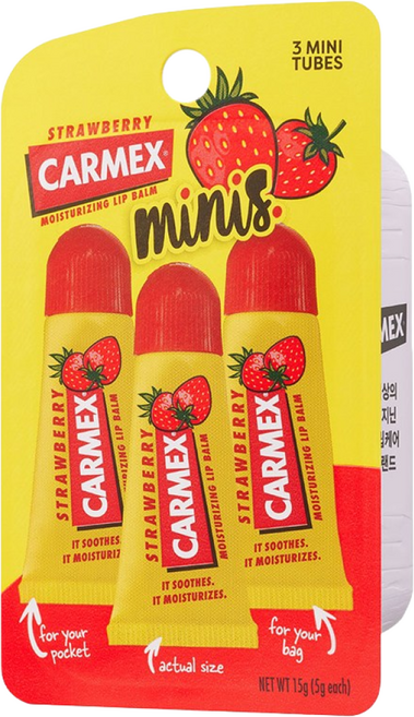 카멕스 모이스처라이징 튜브 립밤 3개입, 스트로베리, 15g, 1개