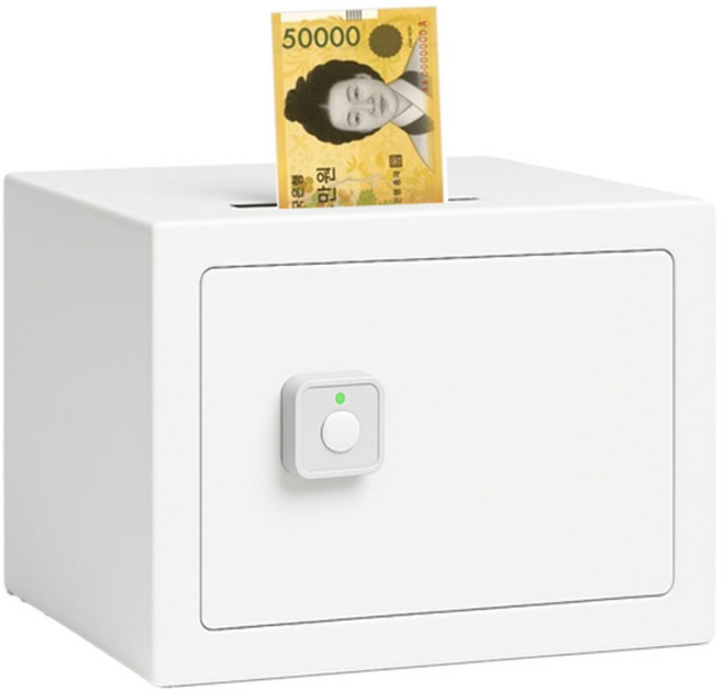 안심가 원터치 지문인식 미니 가정용 금고, 흰색(틈새O)