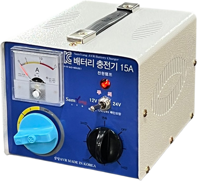 삼양에이브이알 차량용 배터리 충전기 12V 24V겸용 15A SY-15A, 1개, 110cm