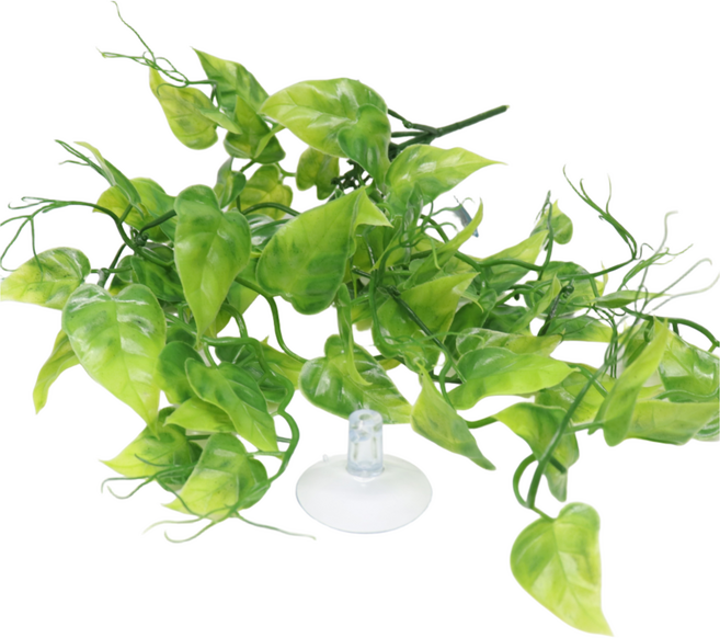 인조식물다발 포토스잎 큐방 흡착식 파충류 은신처 사육장 사육장꾸미기 테라리움, 1개