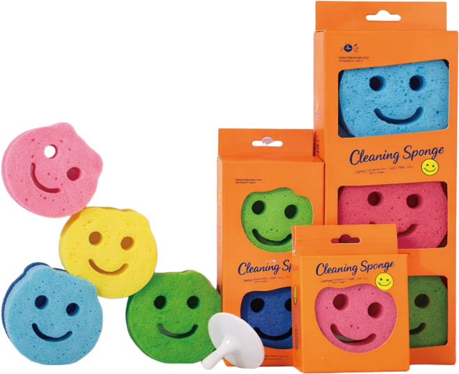 양면 스마일스크럽 수세미 흡착홀더 포함, 랜덤발송, 1개, 3개입