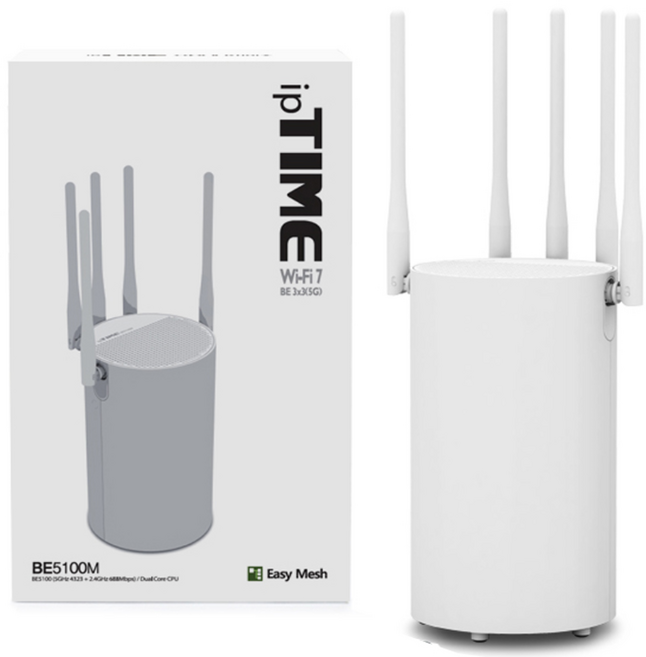 IPTIME BE5100M 유 무선 공유기 와이파이7 듀얼밴드 WIFI7 랜선1M 포함