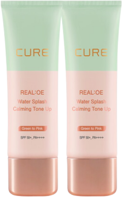 김정문알로에 라센스 로에 큐어 리알로에 워터 스플래쉬 카밍 톤업 선크림 SPF50+ PA++++, 40g, 2개