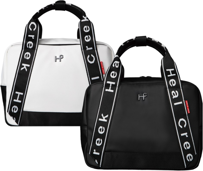 힐크릭 골프 파우치 레터링 스퀘어 토트백, 화이트, 1개