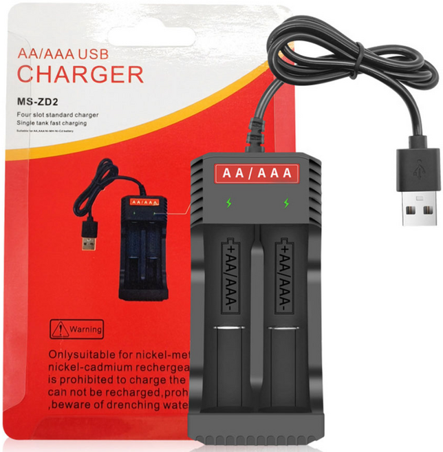 렉셀 Ni-Mh 충전지 Ni-Cd 2구 AA AAA 미니 충전기, 1개