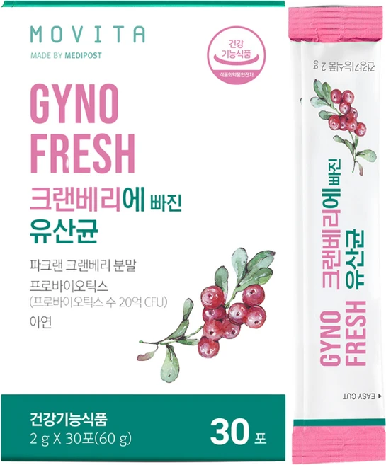 지노프레쉬 크랜베리에 빠진 유산균 30p, 30회분, 1개 - 쿠팡