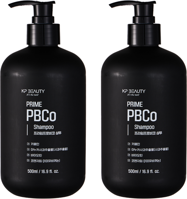 프라임 프로비코 맥주효모 비오틴 카페인 아누카사과 PBCo 탈모완화샴푸 500ml+500ml, 500g, 2개