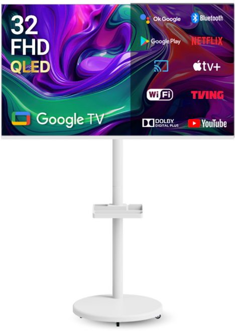 무빙큐빅스 화이트에디션 32인치 FHD QLED 삼탠바이미 퍼스트 셋트 이동식 스마트TV 삼텐바이미 중소바이미, 고객직접설치, 스탠드형, 81cm/32인치