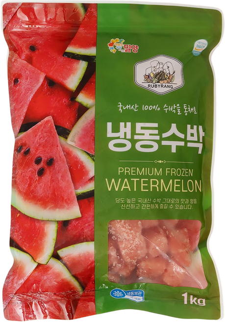 루비랑 국산 냉동 수박 다이스 수박주스 땡모반, 3개, 냉동수박  1kg