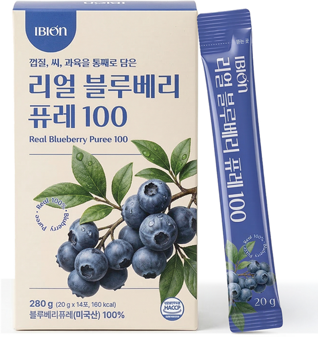 이비온 리얼 블루베리 퓨레 100 20g x 14포, 280g, 1개