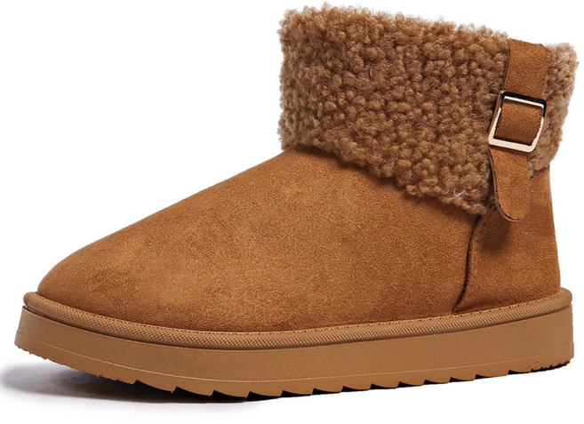 Beranmey 여성 스웨이드 버클 털부츠 겨울 뽀글이 스노우 부츠 방한화 방수 앵클부츠 털안감