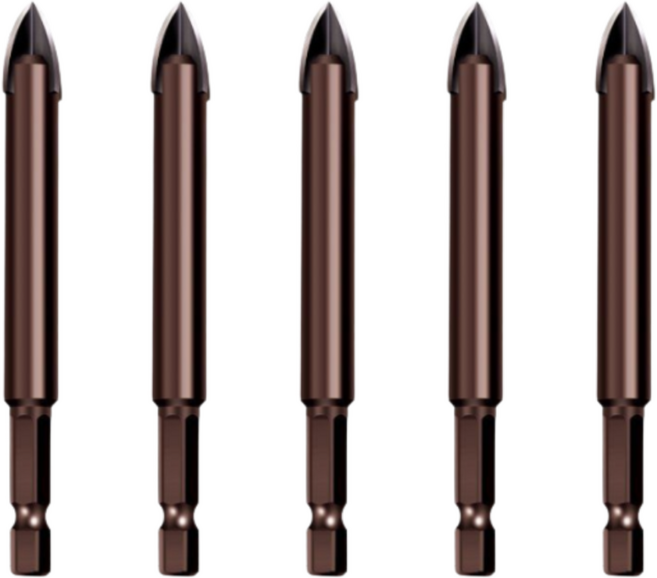 tinduo 4날 대리석 드릴비트 타일기리 세트 포세린타일 폴리싱타일 콘크리트 유리 대리석 석재 전동 드릴 비트세트, 5mm 5개입