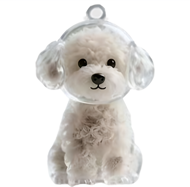 디에르니 강아지 털 보관 키링 투명 캡슐 반려견 펫로스 메모리얼 키홀더, 1개, 푸들멍