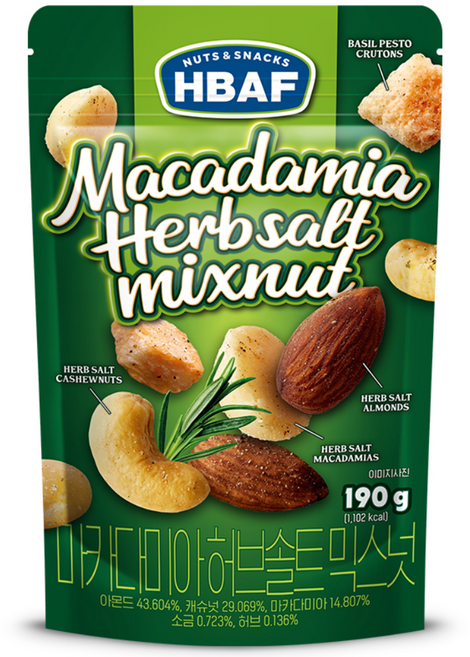 바프 마카다미아 허브솔트 믹스넛, 190g, 1개