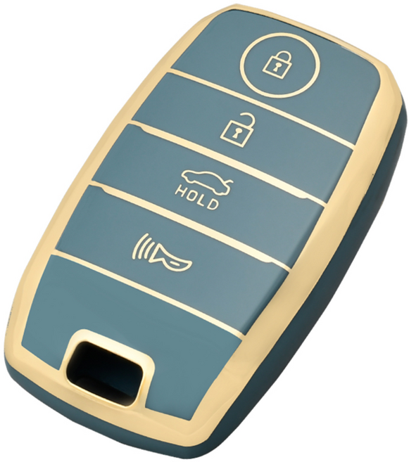 OFFCURVE 기아자동차 엣지라인 4버튼 스마트키 K3 쏘렌토 스토닉 풀커버 적용 TPU 키케이스 키홀터 단품 다양한 컬러, K01 기아, 블루 골드