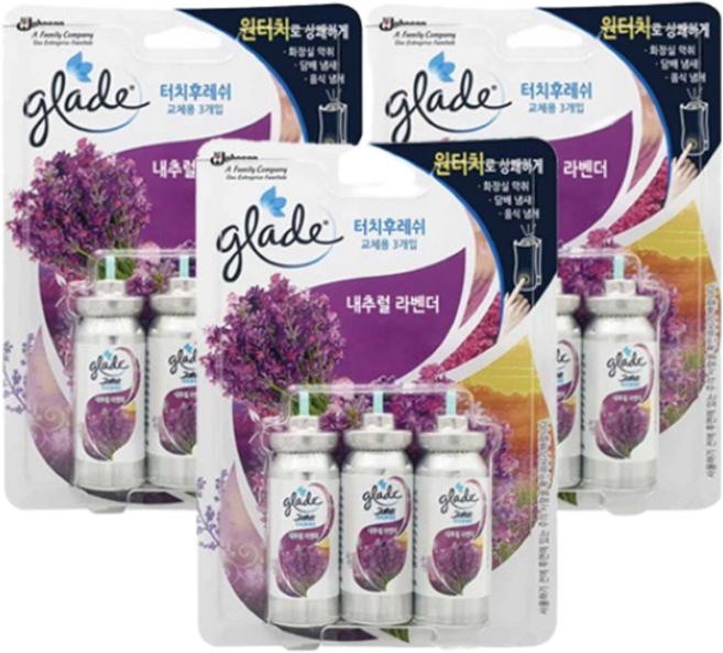 그레이드 터치앤후레쉬 화장실방향제 라벤더 리필 13ml 3입x3개, 39ml, 3개