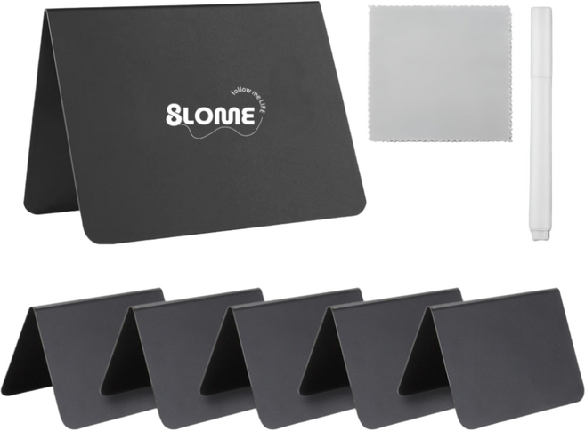 8LOME 양면 미니 블랙보드 썼다지우는 A형 메모판 마카펜 지우개천 포함, 5개