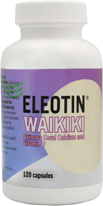 엘레오틴 와이키키 독성 없는 비타민D3 청정 해양산호칼슘 결석 걱정 없는 완벽 흡수 초고가 오키나와 천연원료, 120캡슐, 120정, 1개