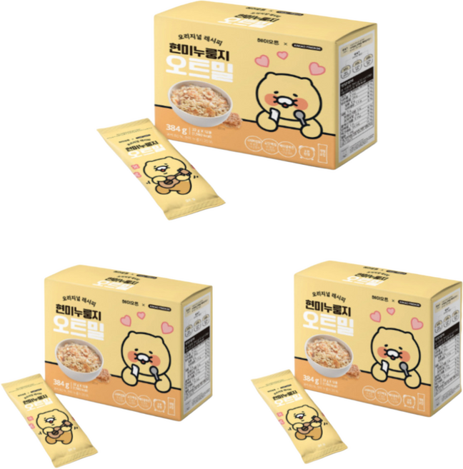 헤이오트 카카오프렌즈 현미누룽지 오트밀 12p, 384g, 3개