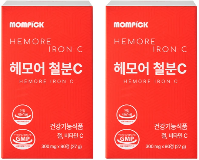맘픽 여성 철분제 임산부 남성 철분 영양제 mompick, 2박스, 90정 - 쿠팡
