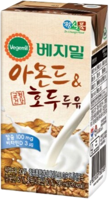 베지밀 아몬드와 호두 두유, 190ml, 48개