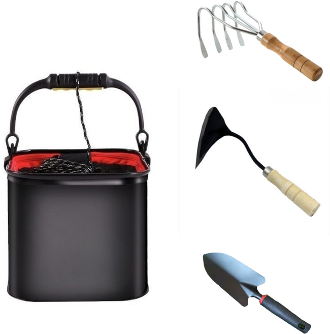 블룸원 갯벌체험 해루질 4종세트(채집통 호미 4발갈퀴 꽃삽), 블랙