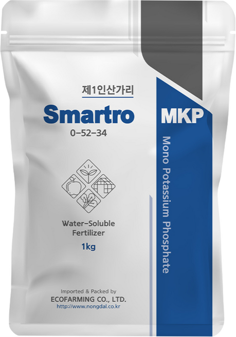 소포장 스마트로 수용성 제1 인산가리 비료 웃자람방지 억제제 관주용 엽변시비 칼륨 복합비료, 1kg, 1개