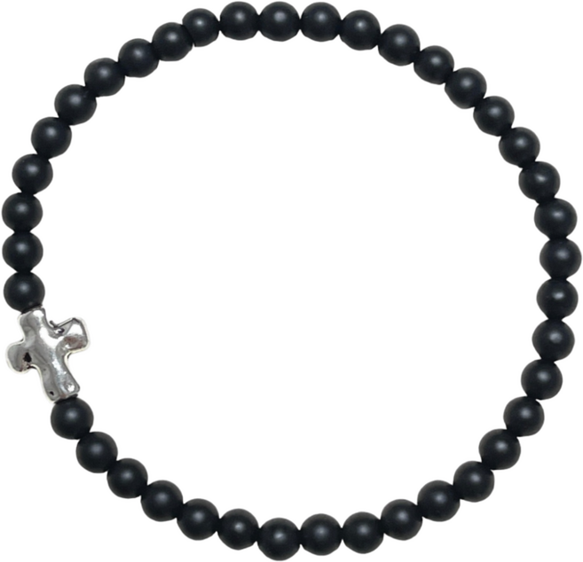 클라(KLAR) 엔틱십자가 무광오닉스(4mm) 팔찌