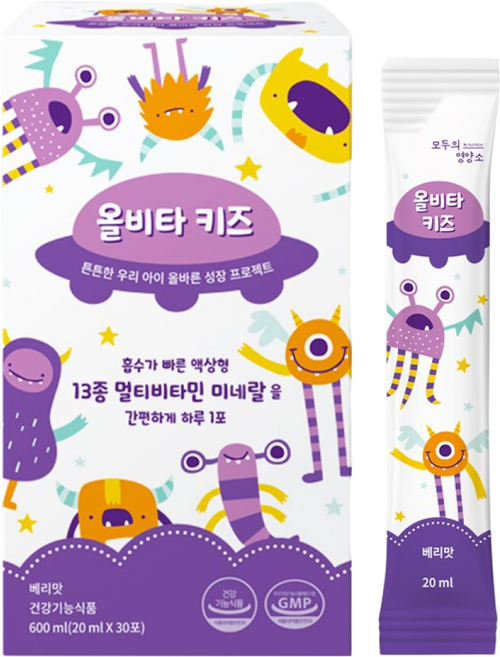 (3+1)어린이 성장기 종합 멀티 비타민 액상 스틱 영양제 모두의영양소 올비타 키즈, 1개, 30회분