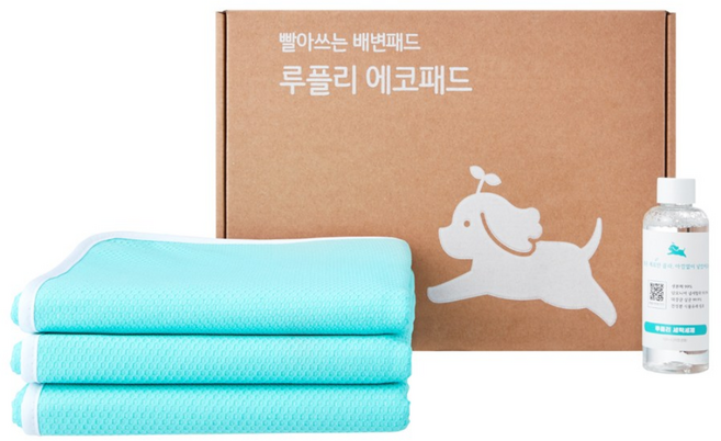 [루플리 에코패드] 프리미엄 빨아쓰는 배변패드 친환경 강아지 패드, 1개, 3개입
