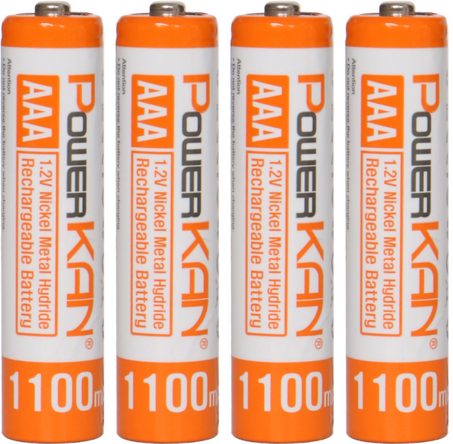 POWERKAN 고용랑 AAA 충전지 니켈수소 1.2V Ni-mh 1100mAh 건전지 수납함 포함, 1개, 4개입