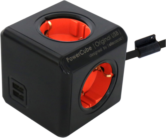 컬러파워큐브 익스텐디드 4구 USB 디자인 멀티탭 1.5m, 1개, 블랙