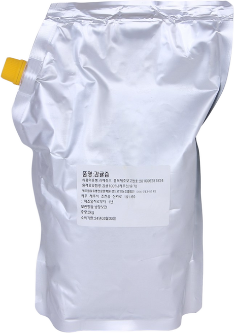 제주나는 유기농 감귤 주스 즙 2kg 대용량 카페 식자재, 5개