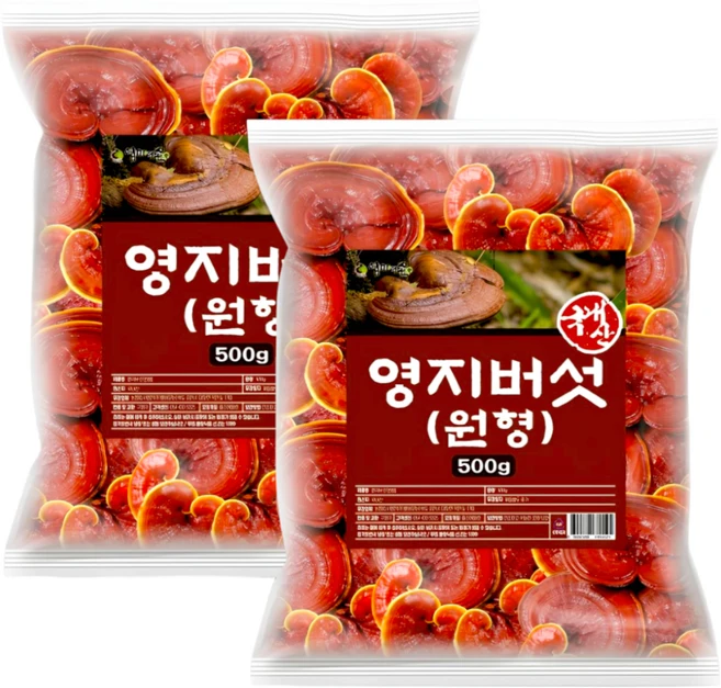 프리미엄 국내산 영지버섯 원형절편 100% 말린 건조 영지버섯 차 원물 효능, 2개, 500g - 쿠팡