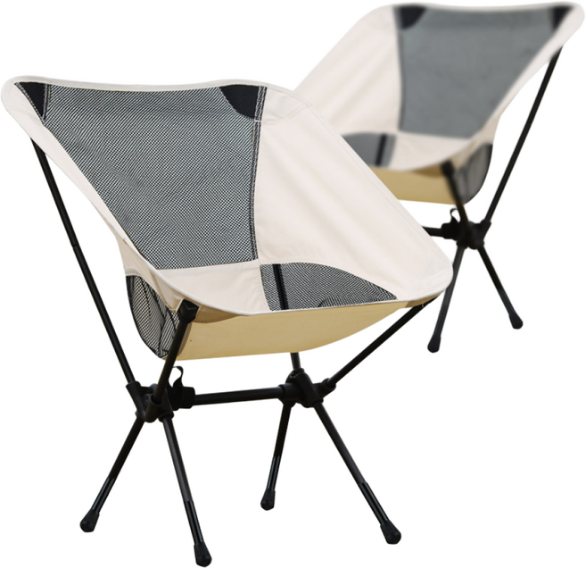 멜로우버디 초경량 접이식 로우 캠핑 체어, 화이트, 2개