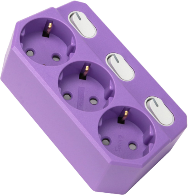 아이정 더좋은 회전형 개별 스위치 3구 멀티탭 추천 콘센트 이사준비물 새집준비물, 퍼플, 1개, 0.1cm