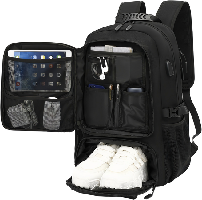 믹스MICS 출장용 대용량 확장형 여행용 옥스포드 원단 백팩 가방 캐리어 결합 신방 전용 포켓 USB 충전 슬롯 백팩 등산용 남성 여성 백팩 18인치 21인치 24인치