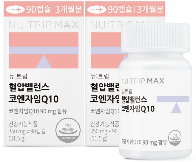 뉴트립 혈압밸런스 코엔자임Q10 대용량 350 mg, 2개, 90정 - 쿠팡