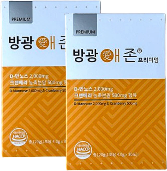 방광애존 프리미엄 크랜베리 D-만노스 30포(1박스), 2박스, 30회분 - 쿠팡