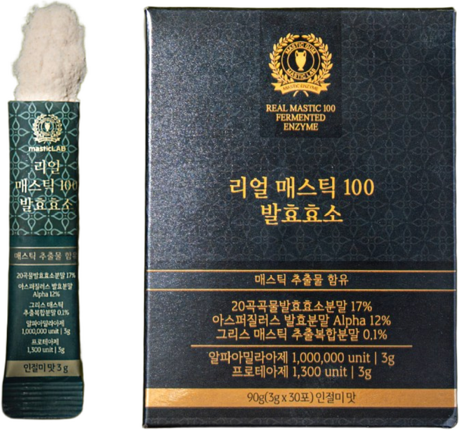진짜 리얼매스틱100발효효소 매스틱검 함유 곡물 소화효소 (3gx30포) 1박스, 30회분