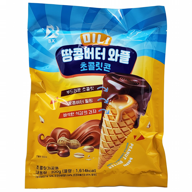 미니 땅콩버터 와플 초콜릿콘, 1개, 300g