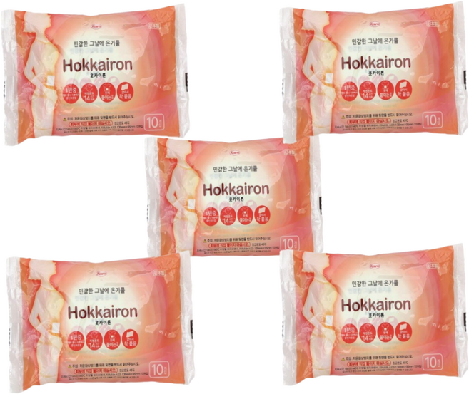 홋카이론 슬림형 핫팩 민감한 그날 생리통증 완화 붙이는 일본핫팩 1봉 10개입, 5개